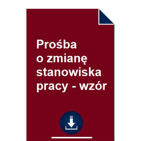 Pro Ba O Zmian Stanowiska Pracy Wz R Pobierz