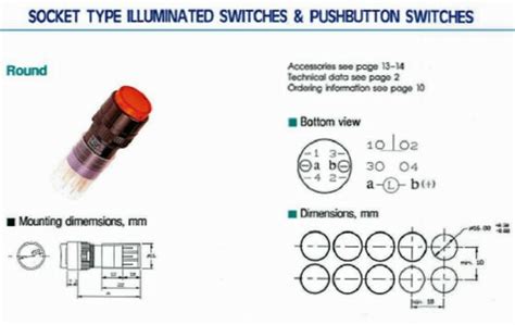 1pc Deca Socket Type Push Button Switch P16lmr1 1ab SPST Momentary Lamp