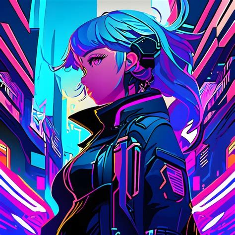 Premium AI Image | an anime woman with futuristic style and neon lights