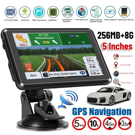 5 In Araba GPS Navigasyon HD Dokunmatik Ekran Araba GPS Navigator FM