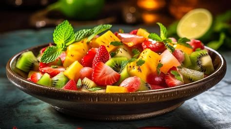 Premium Photo A Refreshing Tropical Fruit Salad A Burst Of Flavors