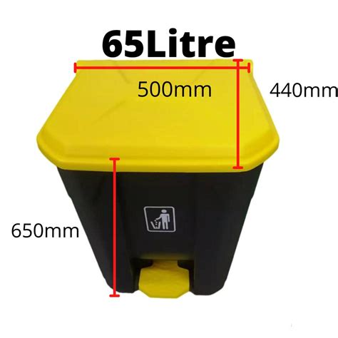 Tong Sampah Bertutup Dustbin With Pedal Black Yellow Plastic