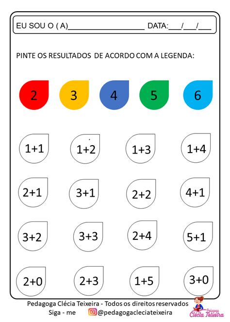 Atividade De Matemática 1º Ano Adição E Sequência Clécia Teixeira