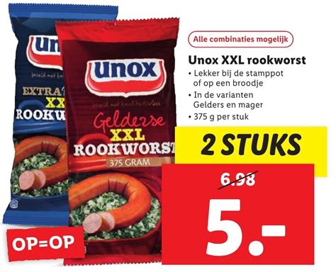 Unox XXL Rookworst 375g Aanbieding Bij Lidl