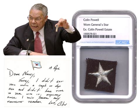 Lot - Colin Powell's Worn General Star. & Rare ALS.