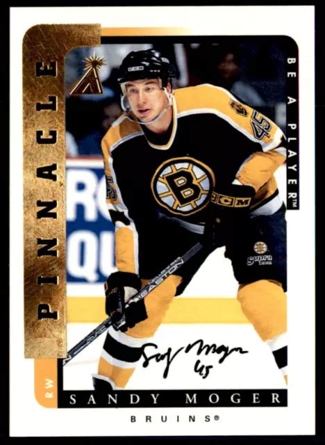 1996 97 PINNACLE BE A Player Autographes Sandy Moger Auto Boston Bruins