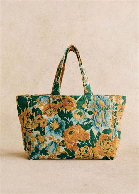 Jacquard Tote Bag Garden Flowers Acrylic S Zane En Sacs