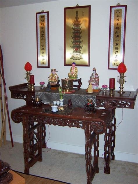 Lovely Buddhist Home Altar With Rosewood Or Teak