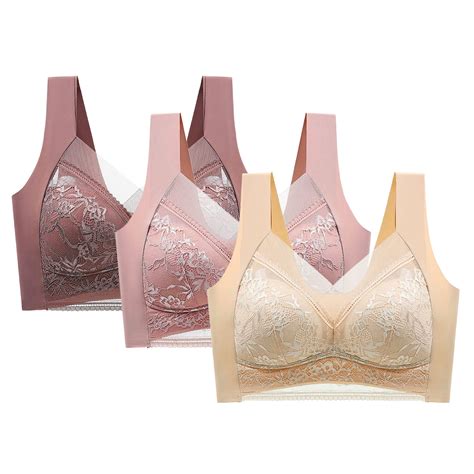 Ramiter Plus Size Lingerie Extra Elastic Closure Trim Bra Breathable Women Yoga Front Underwear