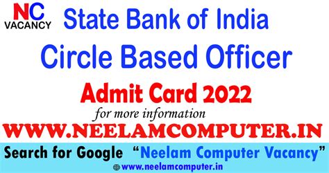 Sbi Cbo Admit Card 2022 Neelam Computer