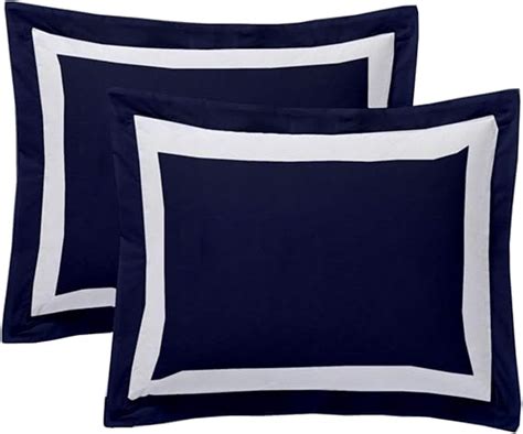 Navy Blue Dual Tone Pillow Shams Set Of 2pc Luxurious And