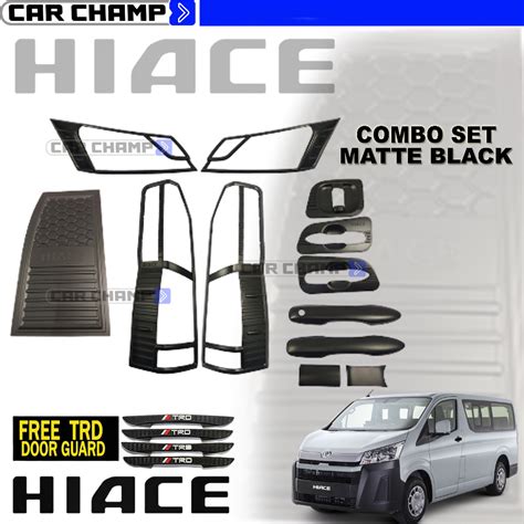 Toyota Hiace GL Grandia 2019 To 2022 Garnish Combo Set MATTE BLACK V1