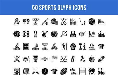 Iconos De Glifos Deportivos Vector Premium