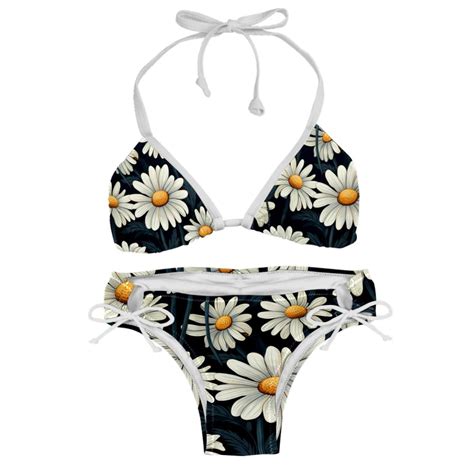Daisy Detachable Sponge Adjustable Strap Bikini Set Two Pack Ideal For Beach Pool Parties