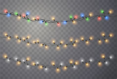 Christmas Light String Vector Art PNG Christmas Lights Set String