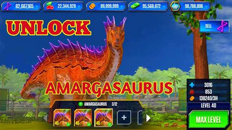 Unlock Amargasaurus Tournament Max Level 40 Jurass8c World The Game