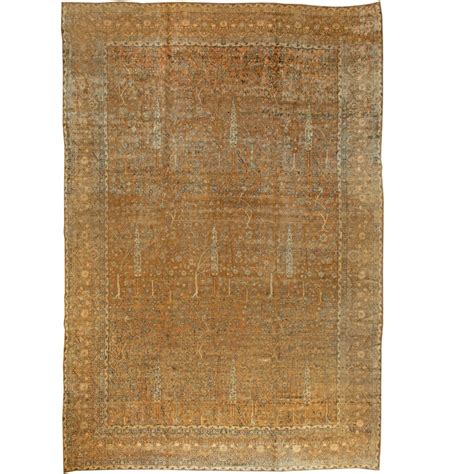 Large Antique North Indian Brown Handmade Wool Rug By Doris Leslie Blau