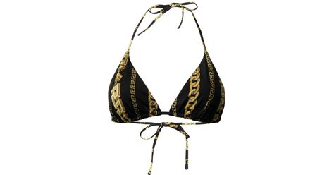 Versace Chain Print Triangle Bikini Top In Black Lyst