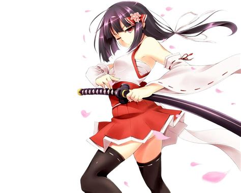 Petals Sword Blade Anime Hot Anime Girl Weapon Long Hair Sword