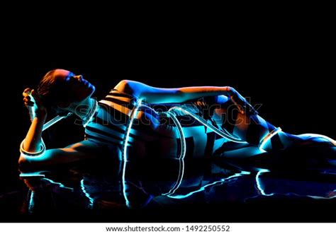 Naked Girl Lying Water Leds Dark Stock Photo Shutterstock