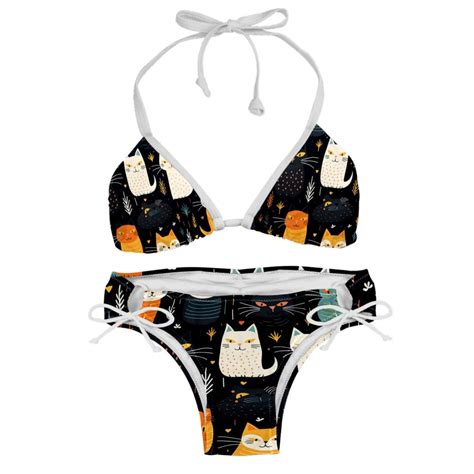 Cat Detachable Sponge Adjustable Strap Bikini Set Pack Swimwear Swimsuit Scenemanagement Beach
