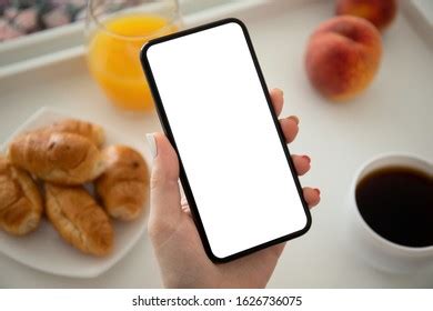 Female Hand Holds Phone Isolated Screen Stock Photo Edit Now 1626736075