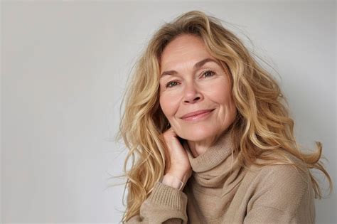 Premium Photo A Happy Smiling Attractive Middle Aged Blonde Woman