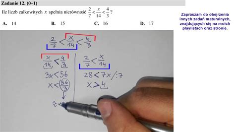 Matura Maj Zadanie Ile Liczb Ca Kowitych X Spe Nia Nier Wno