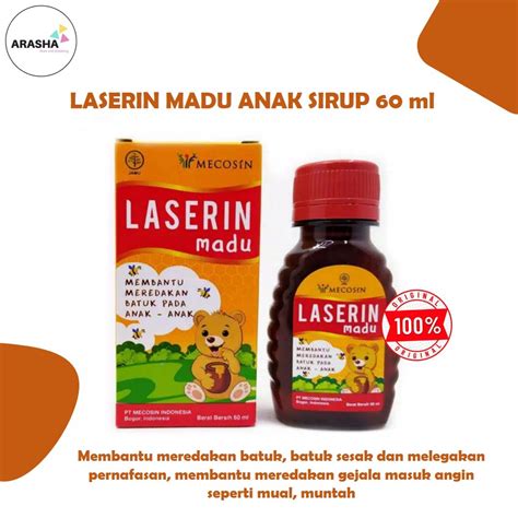 jual laserin madu anak sirup  ml   ml obat batuk anakmelegakan