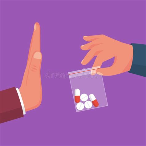 NO Drugs. People with a Gesture Refuse Forbidden Medication Vector ...