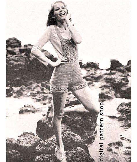 Crochet Hot Pants Pattern Vintage S Bib Front Shorts Crochet Pattern Flower Border Pdf