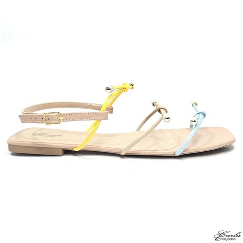 Rasteirinha Nude Multicor Lacinho Tamanho Especial Carla Cal Ados