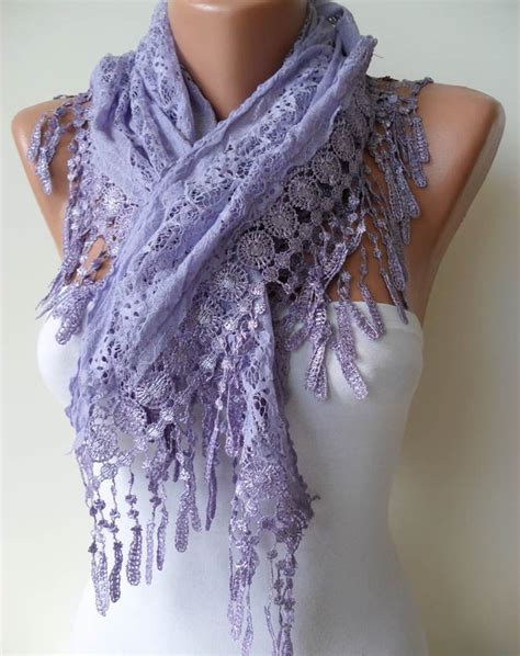 Lilac Scarf With Trim Edge Spring Summer Collection Etsy Lilac