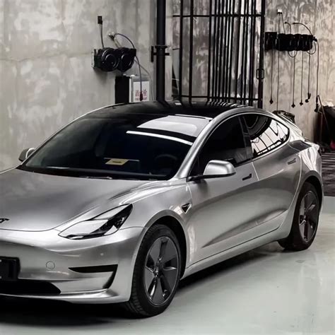 Tesla Model 3 Wrap Best Ravoony Matte Metallic Silver Glitter Car Wrap Tesla Model 3 Wrap