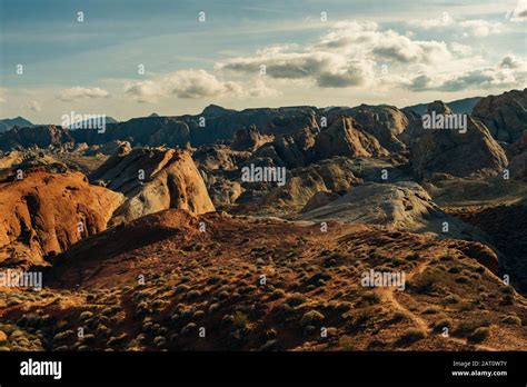 Panoramic View Of Fire Canyon Silica Dome In Valley Of Fire State Park Nevada United States