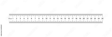 Ruler 25 cm. Measuring tool. Ruler Graduation. Ruler grid 25 cm. Size ...