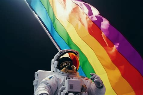 Premium Ai Image Astronaut Waving Lgbtq Pride Flag Representation Of Pride Month And Gay