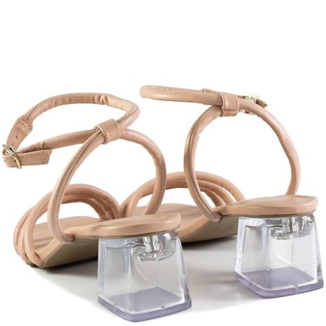 Sandália Salto Bloco Acrílico Offline Nude Sapato Show