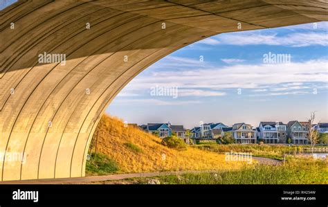 Pathway Under An Arched Bridge In Oquirrh Lake Stock Photo Alamy