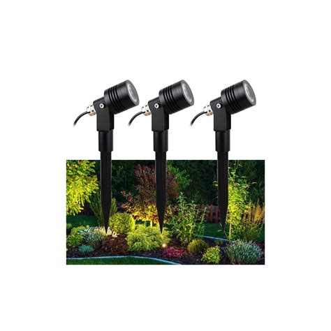 3er Set 6w Led Gartenstrahler Warmweiß 12v Mit Netzteil Und Verteilerkabel