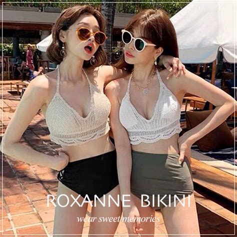 ROXANNE針織綁帶泳衣 泳裝 比基尼 bikini 蝦皮購物