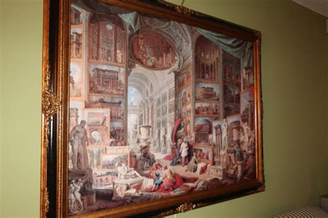 Bid Now VINTAGE PAINTING OF ROMAN MUSEUM NUDE STATUES ARTWORK D STYLE W LIGHT BLACK GOLD