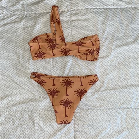 Asymmetrical Palm Tree Bikini Bikini Summer Swim Depop