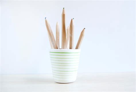 Ceramic pencil holder Striped colored pencil holder Gifts