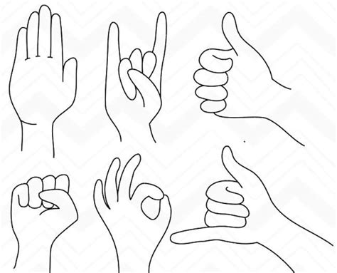 Hand Signals Svg Bundle Foil Quill Sign Language Svg Single Line Hands