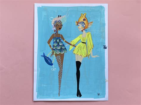 Fishy Fashion Original Illustration Pidgin Doll