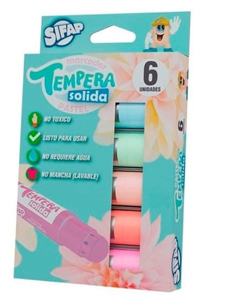 Tempera Solida Pastel Pack X6 Unidades Sifap Regagift