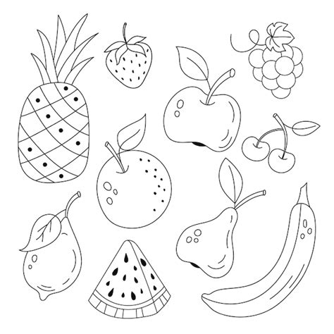 Iconos Vectoriales De Frutas Y Bayas En Estilo Garabato Ilustraci N De