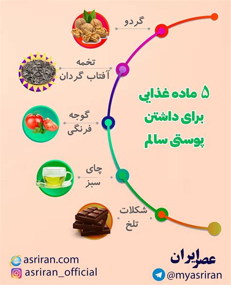 5 ماده غذایی برای داشتن پوستی سالم اینفوگرافیک