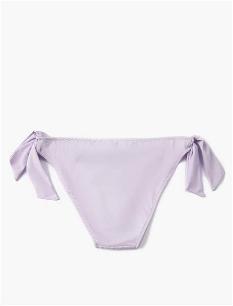 Mor Kadın Bikini Altı Normal Bel Yanları Bağlama Detaylı 3SAK00071BM Koton